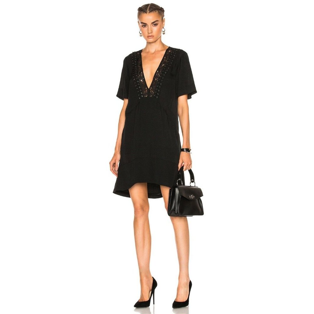 NWOT A.L.C. Joelle Black Lace-Up Dress Silk